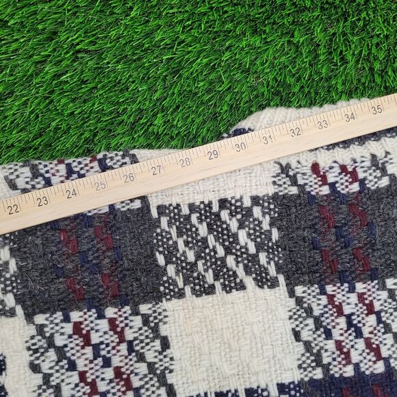 Vintage 80s Otavalo Check Sweater Large 22x27 Beige Gray - Picture 3 of 11